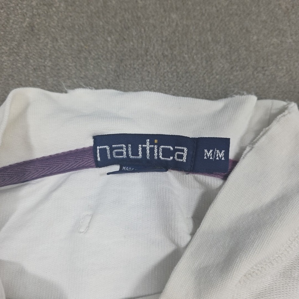 Vtg Nautica Yacht Club Embroidered Crewneck Sweatshirt 90s White Purple Pullover - Picture 3 of 15